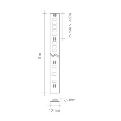 Strisce led 3528 IP20 3528 24V 19W/MT dimensioni 