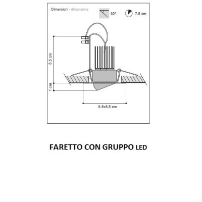 Egoluce faretto incasso quadrato orientabile con gruppo led