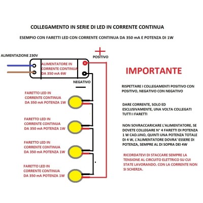 Egoluce schema di collegamento di faretti led in serie a corrente costante