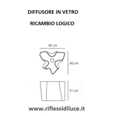 Artemide diffusore in vetro ricambio Logico dimensioni