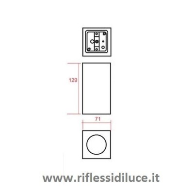 Faretto n gesso paralleleppedo da soffitto H 13 dimensioni