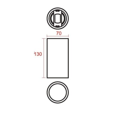 Faretto in gesso cilindrico a soffitto H 13 dimensioni