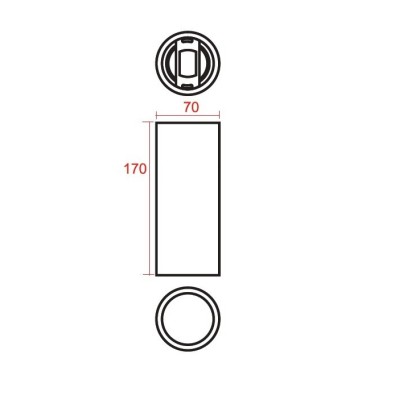 Faretto in gesso cilindrico a soffitto altezza 17 cm dimensioni