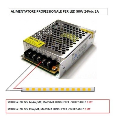 Alimentatore per strisce led 24V 50W schema di collegamento