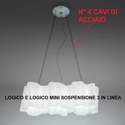 Artemide confezione da N° 4 cavi in aciaio per Logico e Logico mini sospensione 3 in linea