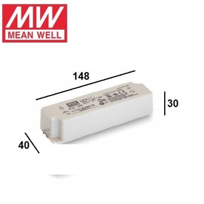 Meann well alimentatore per strisce led 35w 24v stagno per esterni dimensioni