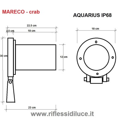 Mareco crab aquarius faro da piscina, fontane e vasche dimensioni