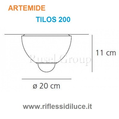 Artemide Tilos 200 dimensioni del diffusore in vetro