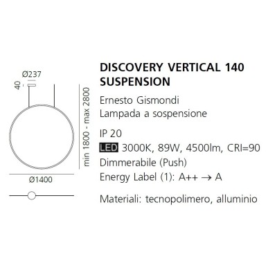 Artemide Discovery sospensione verticale 140