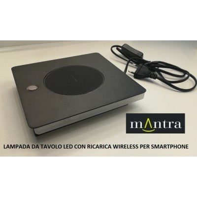 Mantra lampada da tavolo led dimmerabile con ricarica wireless per smatphone