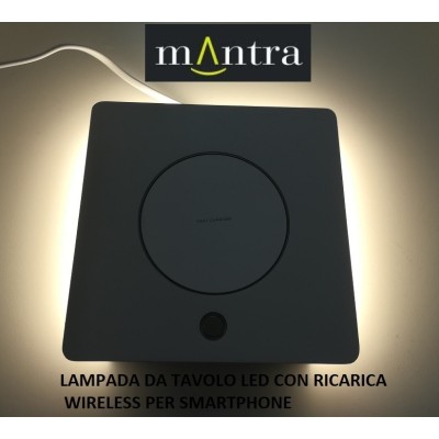 Mantra zanzibar lampada led dimmerabile con ricarica wireles per smartphone