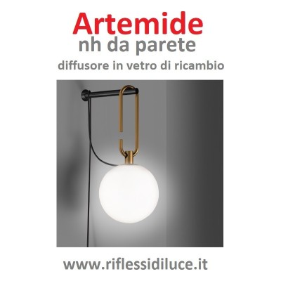 Artemide diffusore in vetro soffiato bianco latte ricambio per nh 1217 da parete