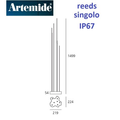 Artemide reeds per esterno singolo IP67 dimensioni