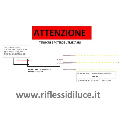 Variatore di luce per strisce led rispettare le tensioni e le potenze 