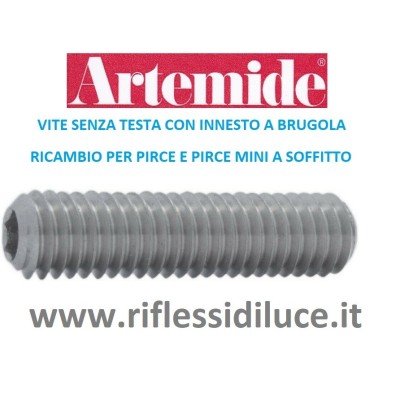 Artemide pirce a soffitto viti senza testa con innesto a brugola per fissaggio corpo lampada a staffa a soffitto