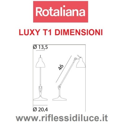 Rotaliana lampada da tavolo luxy T1 dimensioni