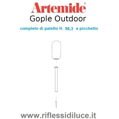 Artemide gople outdoor completo di paletto altezza cm 56,3 e picchetto per terreno