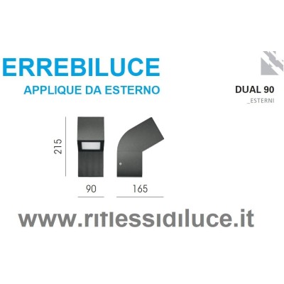 Errebiluce dual 90 lampada da parete per esterno dimensioni