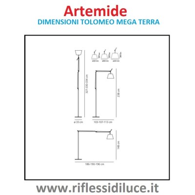 Artemide Tolomeo Mega terra  lampadina E27, dimensioni