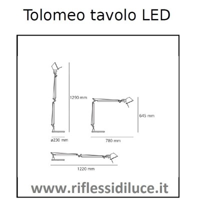 Artemide tolomeo tavolo standard LED dimensioni