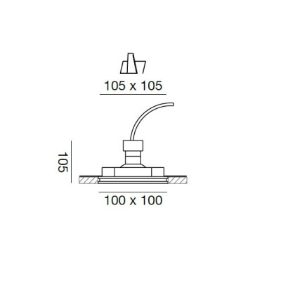 Faretto in gesso da incasso quadrato basso  dimensioni