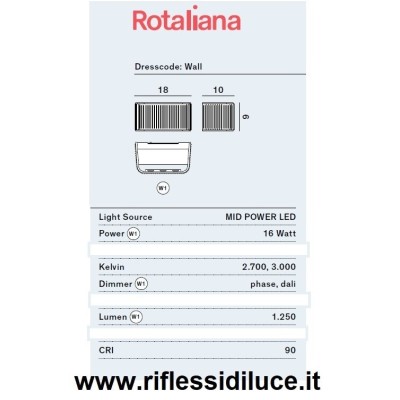 Rotaliana lampade da parete Dresscode W1 dimensioni