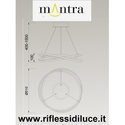 Mantra lampadario infinity diametro 51 cm dimensioni