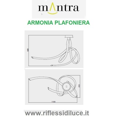 Mantra plafoniera Armonia a due bracci dimensioni