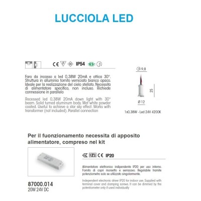 Scheda tecnica del kit lucciole