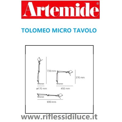 Artemide tolomeo micro da tavolo rame anodizzato dimensioni