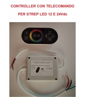 Controller con telecomando TOUCH per strisce led RGB 12/24Vdc 