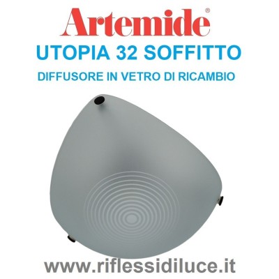 Artemide diffusore in vetro ricambio per Utopia 32 soffitto