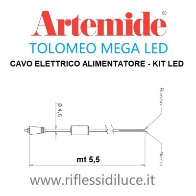 Artemide|ricambio tomeo mega led|cavo elettrico con jack|