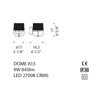 DOME A13 APPLIQUE DIMENSIONI